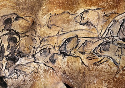 pintura na caverna de Chauvet. P ainel dos leões, 32.000 A.C.