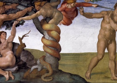 Buonarroti, Michelangelo. Expulsão do paraíso, detalhe, 1508-12.