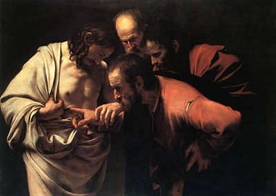 Caravaggio, Michelangelo. Tomé, o incrédulo, 1601-03.